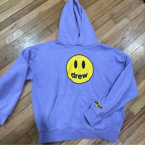 Drew House Justin Bieber Mascot Smiley Face Hoodie Sweatshirt Purple Size Small